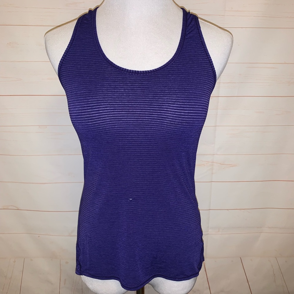 Athleta Sheet Purple Stripe Shadow Racerback Tank